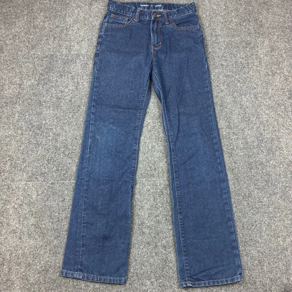 Old Navy Kids Boys Size 14 26x28 Straight Built-In Tough Jeans Dark Wash Denim